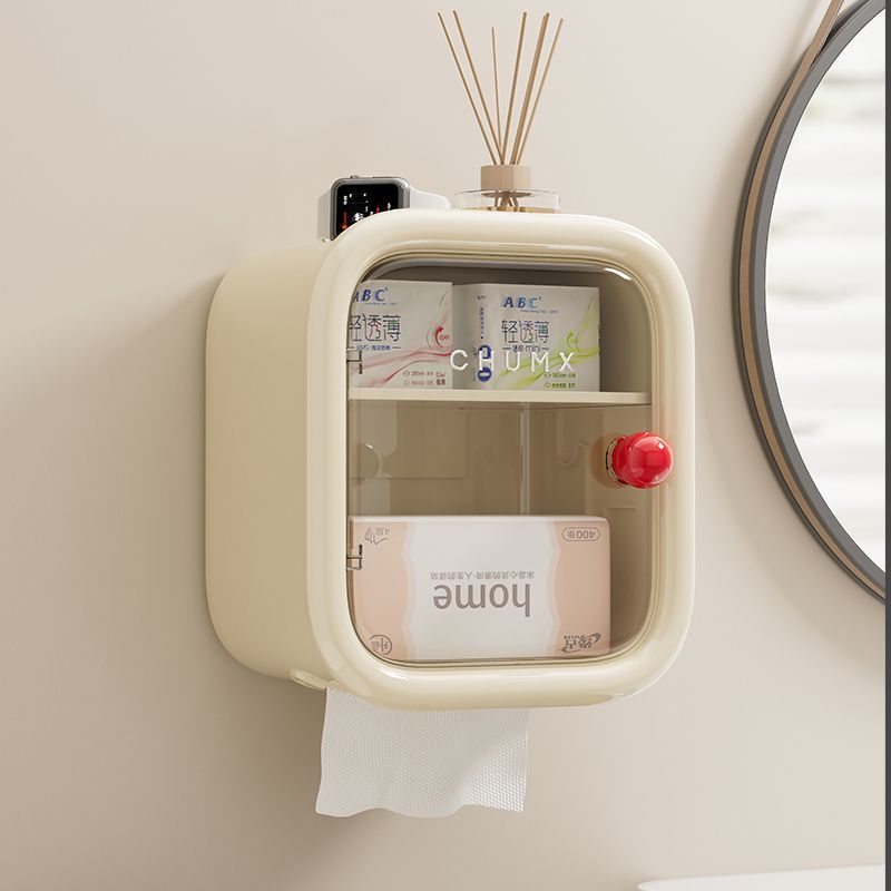新款挂墙上纸巾盒壁挂式卫生间防水打孔厕所卫生纸卷纸置物架纸盒