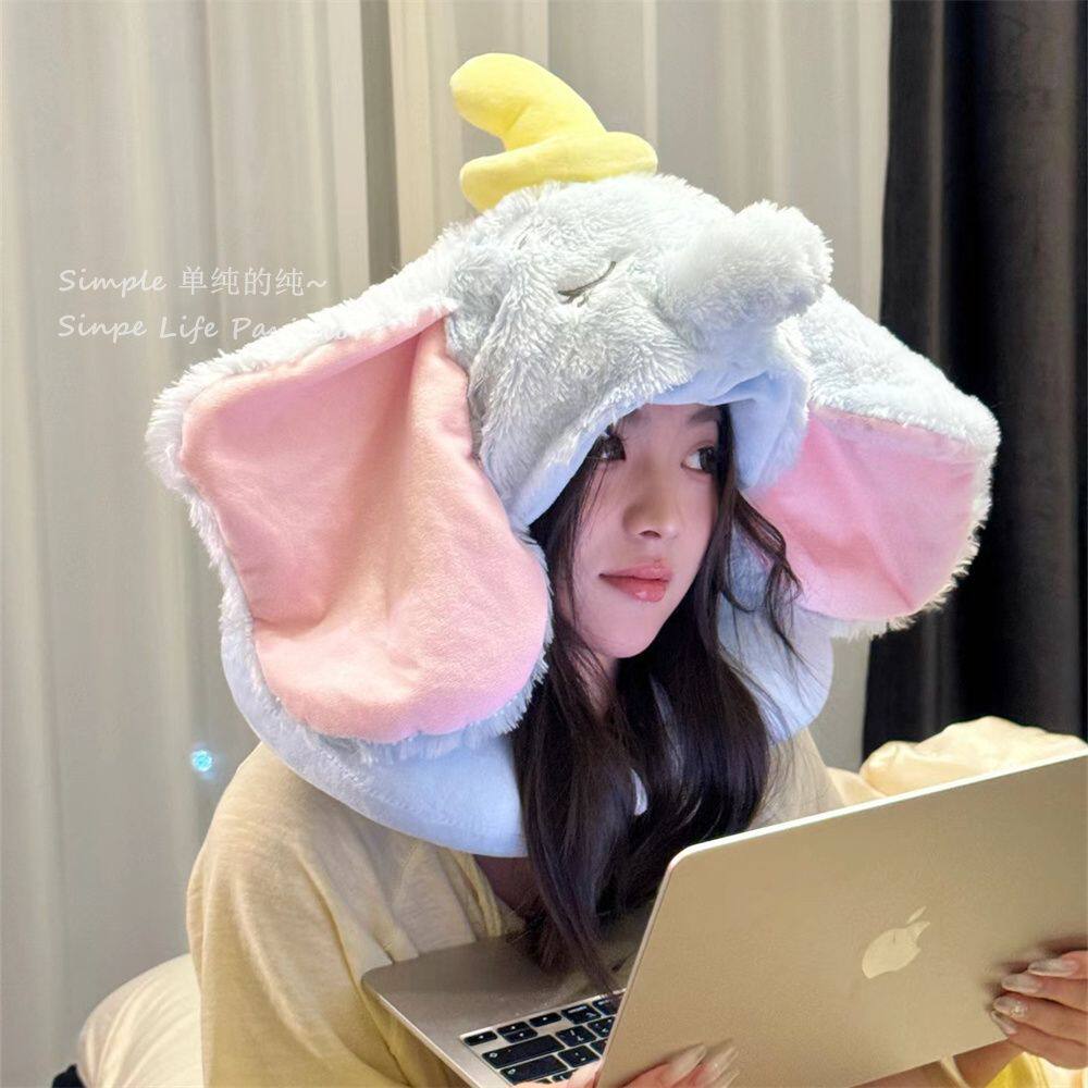 可爱帽子小飞象连帽U型枕颈枕学生午睡枕外出旅行便携飞机头枕