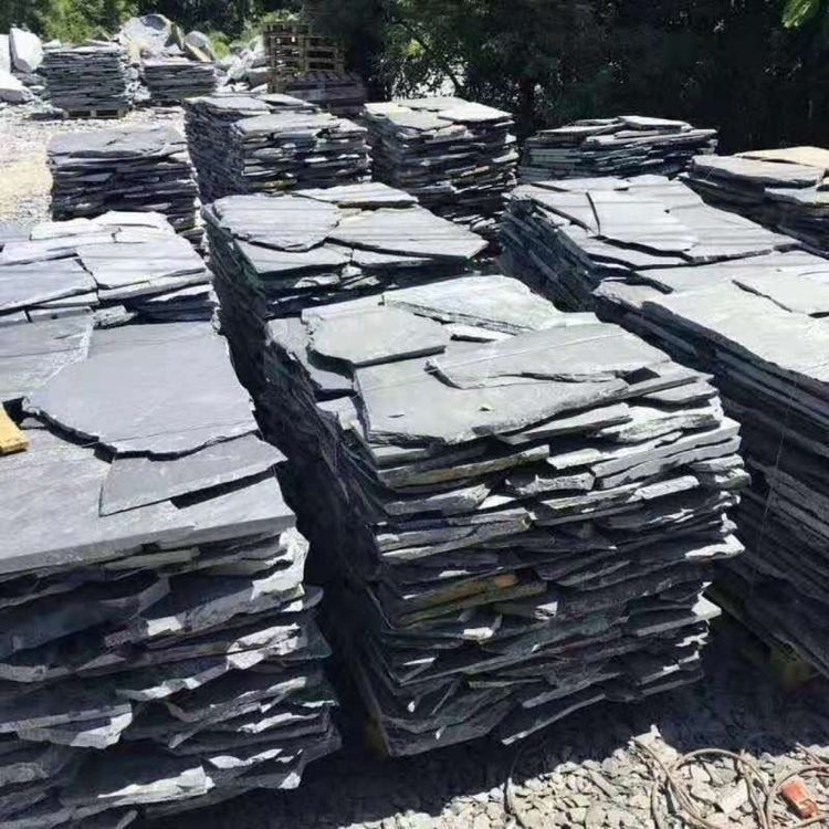 纯天然青石板锈色不规则碎拼铺路石别墅公园广场乱形庭院外墙石材