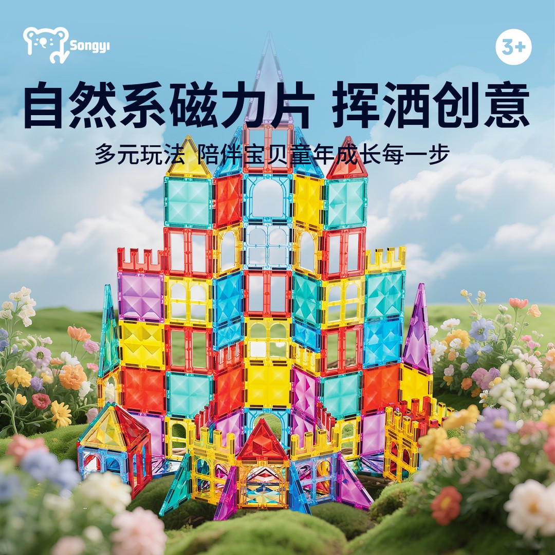 T彩窗磁力片星芒磁性积木磁铁积木拼装玩具益智120pcs