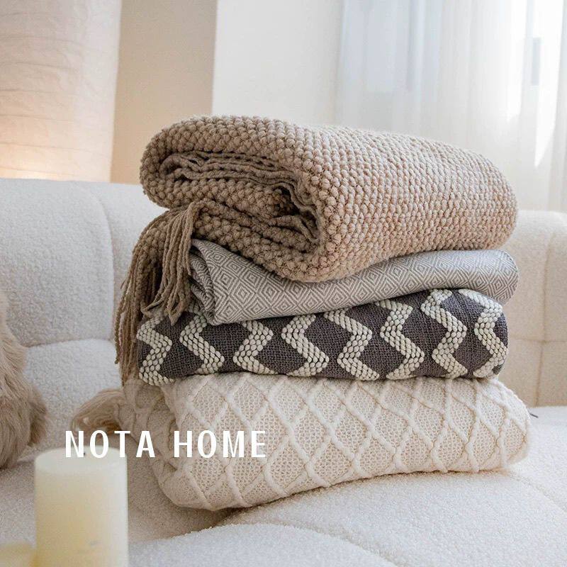 北欧风毛毯沙发毯双人盖毯单人披肩办公室午休毯民宿床尾巾针织毯