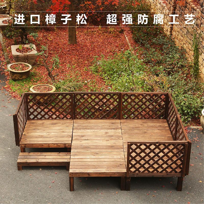 户外防腐木地板平台碳化木花园露台休闲平台婚庆移动舞台榻榻米
