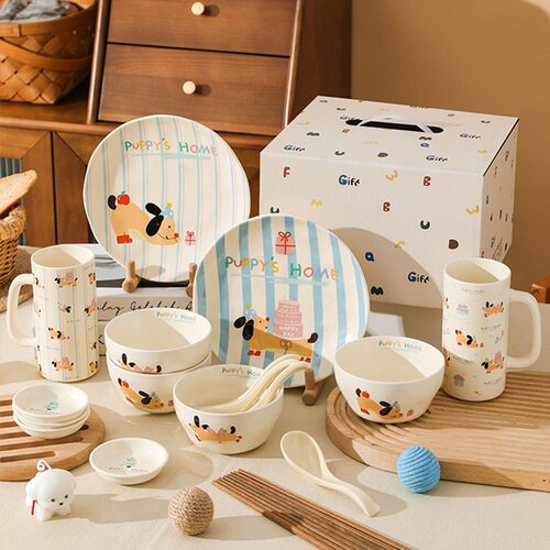 川岛屋可爱碗碟套装一人食餐具礼盒搬家乔迁新居闺蜜生日礼物女生