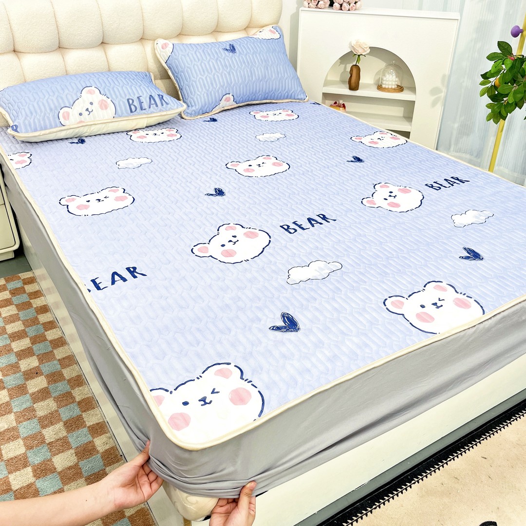 床笠凉席A类卡通冰丝印花凉席床笠款凉而不冰舒适睡眠可机洗