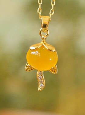 铜镶嵌玉髓聪明伶俐时尚吊坠20641-2百搭气质款复古轻奢民族风国