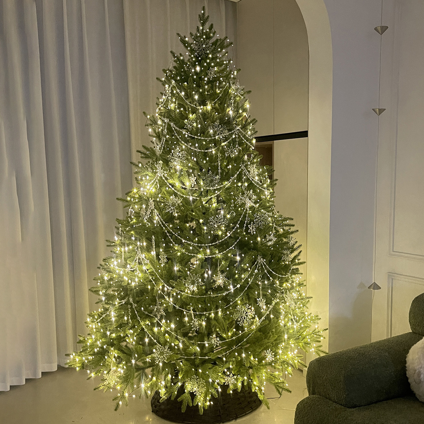 纯pe树高档树圣诞树加密仿真1.5m/1.8/2.1/3米裸树带灯水晶装饰