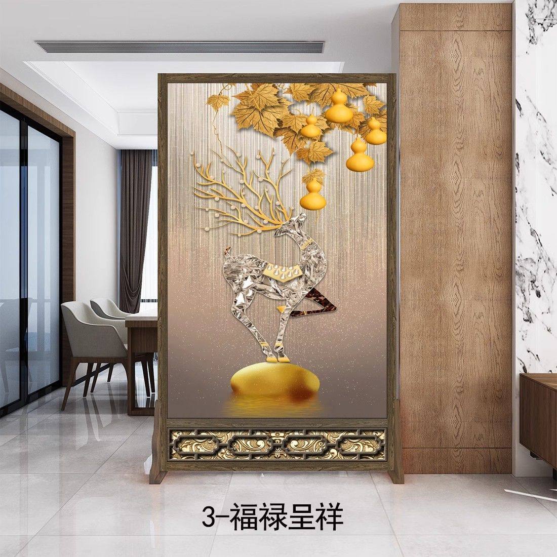 中式屏风隔断客厅家用入户玄关遮挡卧室现代简约布艺实木简易座屏