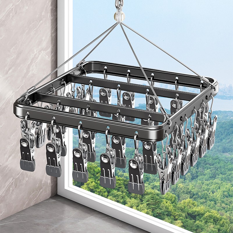 铝合金袜子晾晒架家用晾衣架多夹子挂衣阳台凉内衣多功能吊挂神器