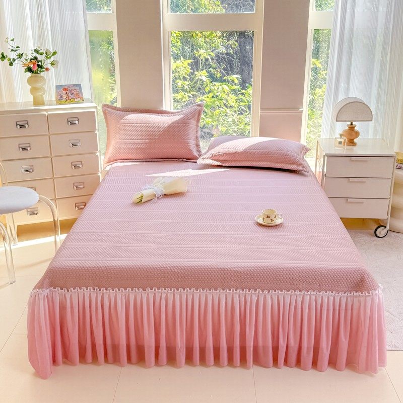 A类母婴级凉感床裙款凉席三件套冰豆豆可机洗舒适夏季空调席