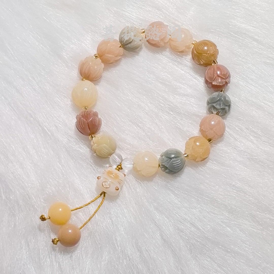 有钱花不完菩提莲花手串招手小猫菩提吊坠多宝单圈菩提根女生饰品