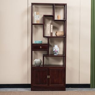 新中式实木小博古架现代简约置物架茶室收纳展示柜客厅隔断多宝阁