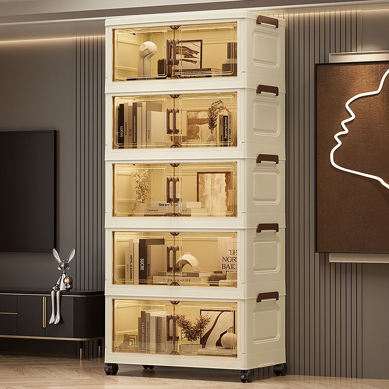 折叠免安装收纳箱多层塑料收纳柜多功能家用卧室客厅杂物储物柜子