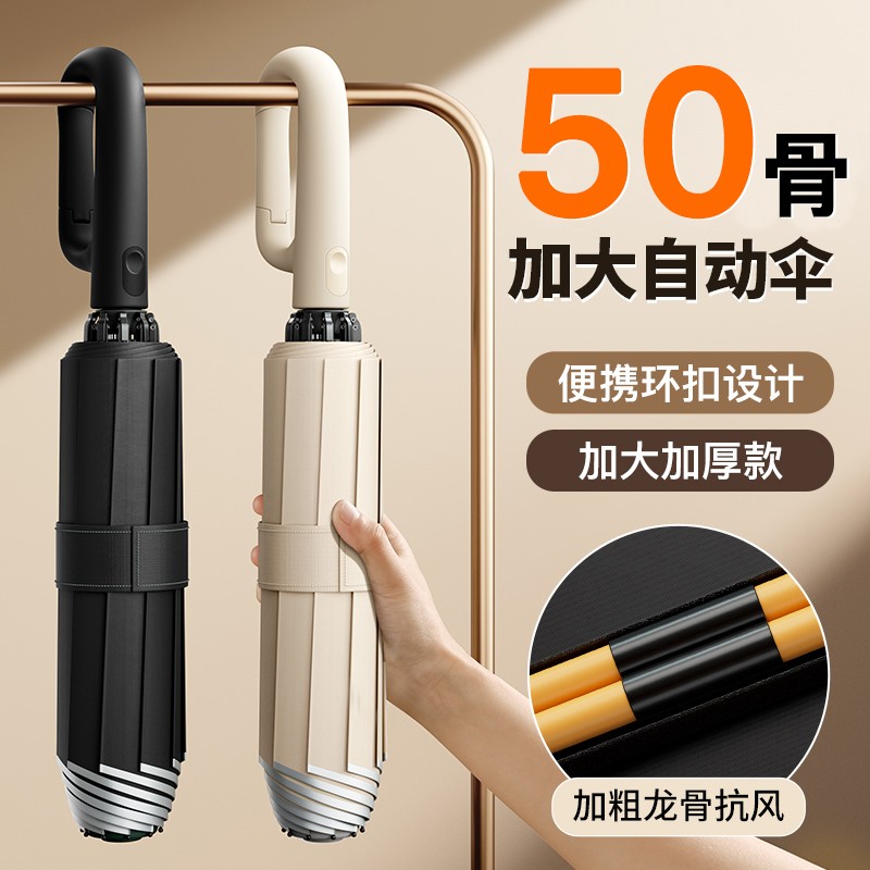 新品全自动环扣雨伞便携抗风加大加厚加固女晴雨两用防晒防紫外线