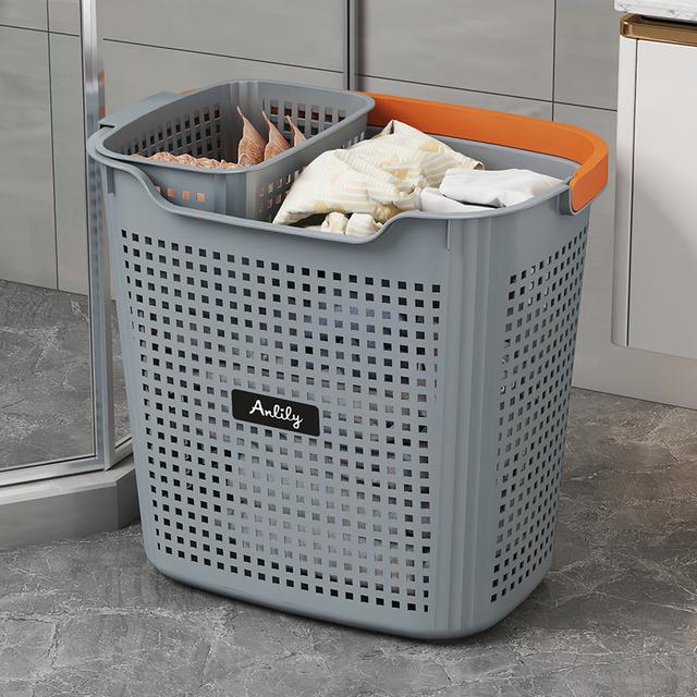 【大+小】纯色脏衣篮2件套轻奢北欧浴室内衣衣物收纳家用镂空脏衣