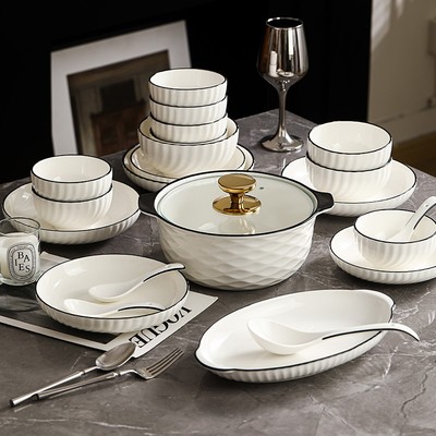 Yomerto2025新款轻奢家庭盘餐具欧式简约高档陶瓷碗筷餐具全套