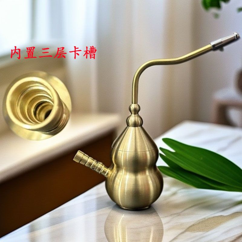 水壶烟具大号双接头送过滤嘴粗中细四用加厚加大铜葫芦水斗铜匠精