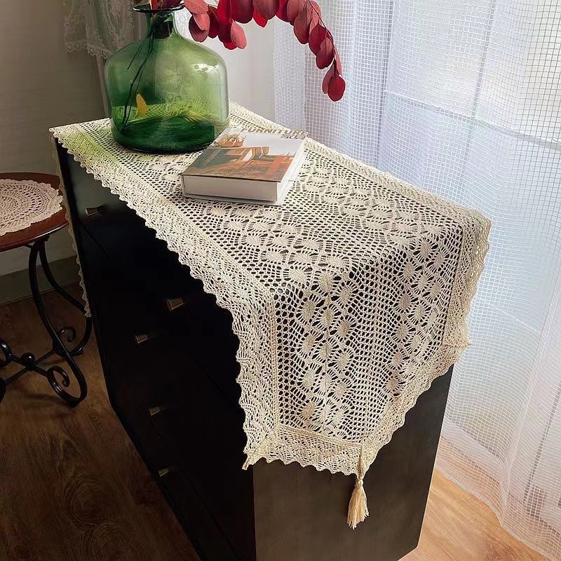 原色凤尾花款式桌旗桌布轻奢茶桌布美式桌布长条形美式桌旗大号