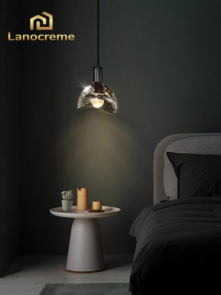 Lanocreme后现代简约卧室床头吊灯全铜餐厅吧台创意元宝水晶吊灯