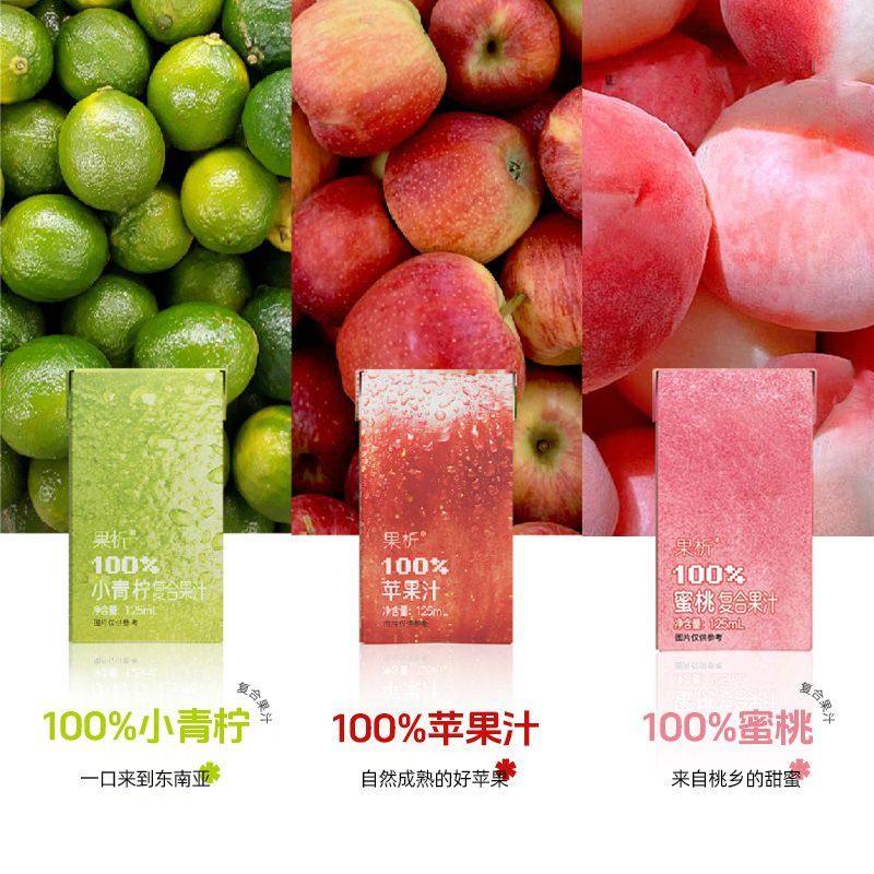 柠檬共和国果析利乐包125ml迷你小瓶柠檬苹果蜜桃小青柠汁饮料