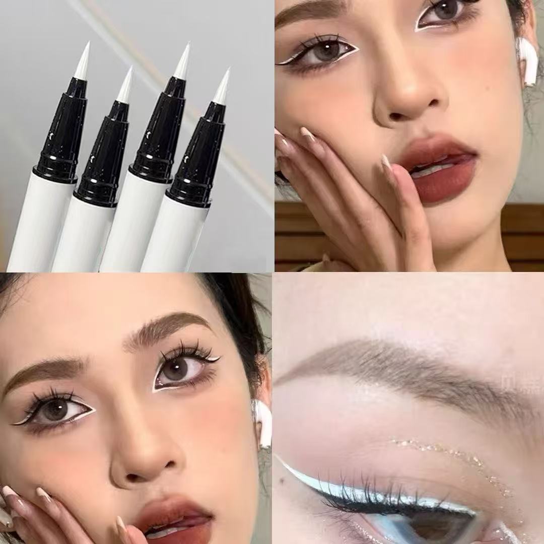 仙女下凡~新手白色眼线笔防汗持久眼线液笔防水晕染自然卧蚕学生