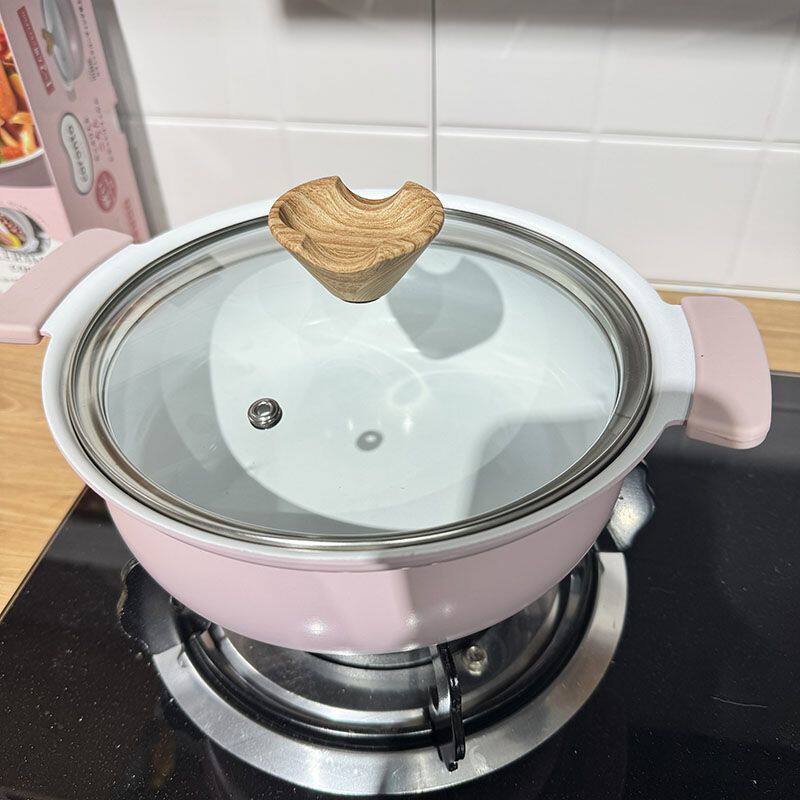 新疆西藏包邮粉色陶瓷双耳汤锅电磁炉燃气专用不粘桌上锅煲汤炖锅