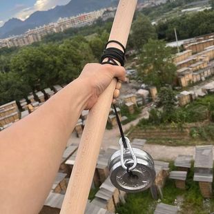 千斤把木棍棒榉木负重卷提缸功前臂小臂力量训练器肌肉锻炼绳棍男