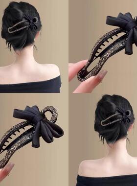 闪钻蝴蝶结鸭嘴夹子轻奢气质感后脑勺盘发卡发夹简约百搭发饰uh39