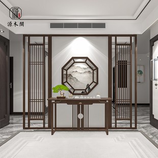 实木屏风隔断客厅遮挡办公室茶室入户玄关酒店别墅格栅装 新中式 饰