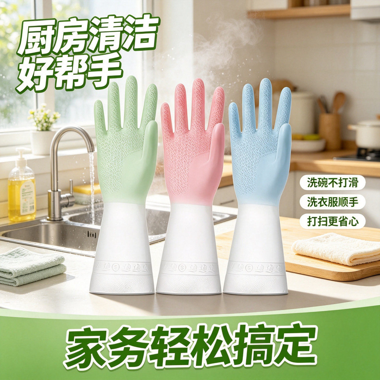升级通用加厚防水耐用洗碗手套