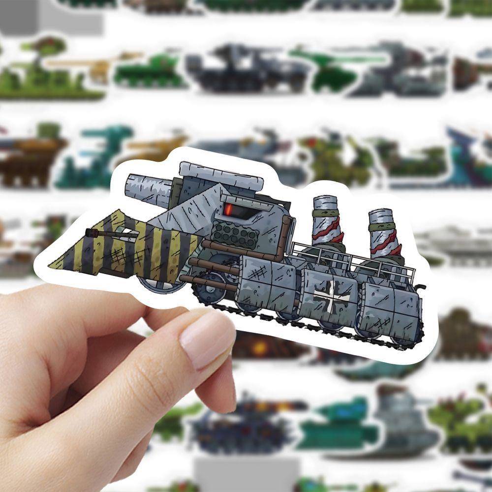 300张坦克世界卡通贴纸周边装饰房间电脑平板手账防水贴画自粘