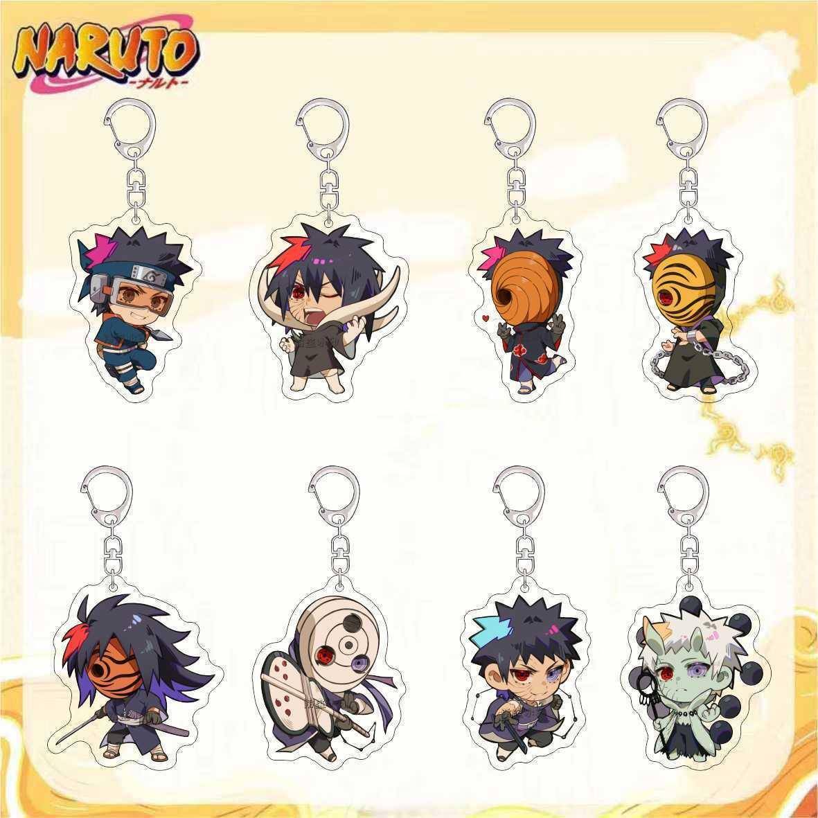 新款火影忍者游戏周边钥匙扣新款QQ人忍战 红夜带土卡通书包挂件