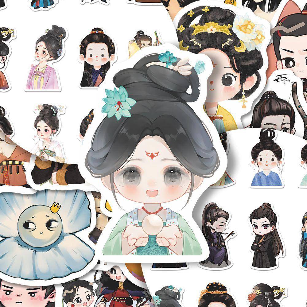 100张电视剧珠帘玉幕Q版贴纸可爱卡通手绘赵露思周边贴画diy手机