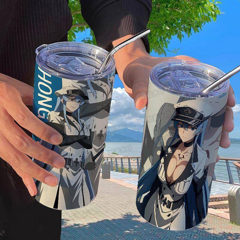 斩赤红之瞳艾斯德斯咖啡杯带吸管随手水杯ins304不锈钢保温保冷杯