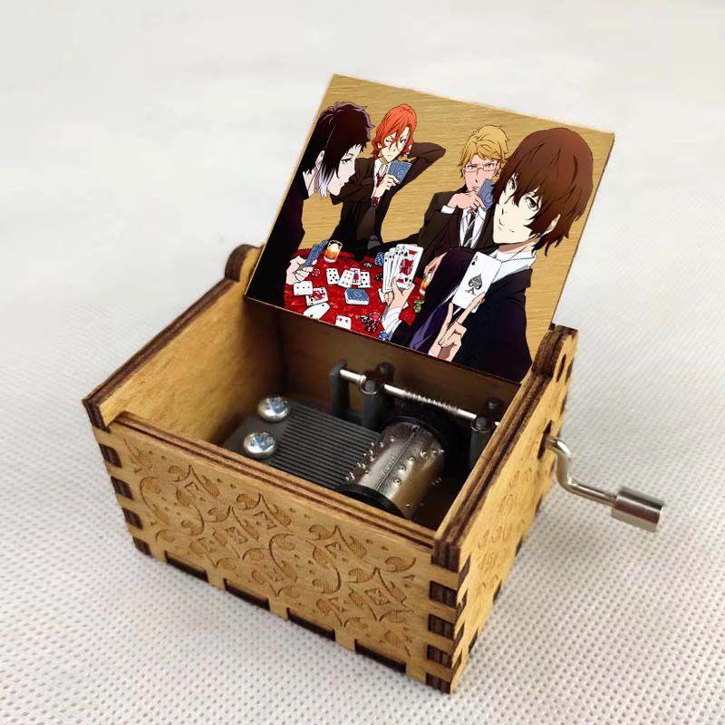 新款跨境 动漫文豪野犬卡通周边八音盒 创意生日礼物木质音乐盒