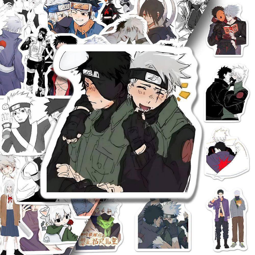 新款100张火影忍者带卡CP贴纸带土卡卡西动漫周边创意diy手机壳笔
