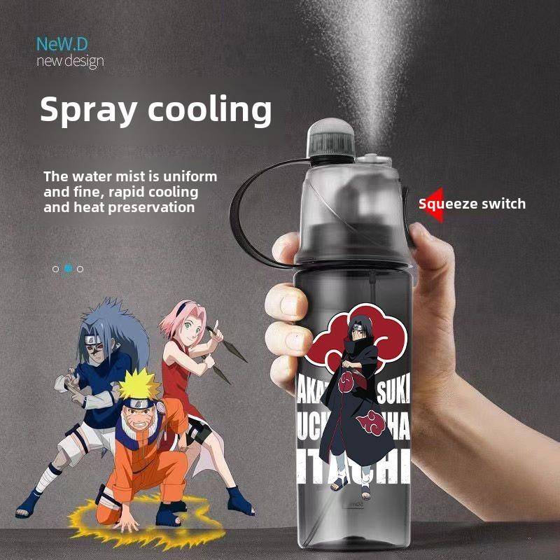 A鸣人佐助鼬卡卡西杯火影忍者喷雾水杯子大容量防漏耐摔男孩水壶
