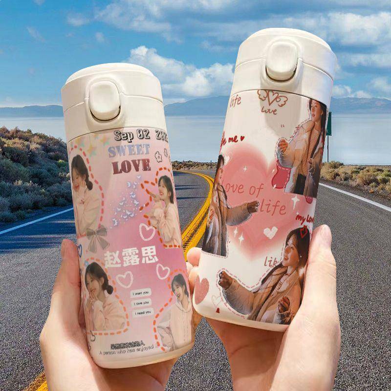 赵露思周边保温杯大容量小巧轻便携带高颜值水杯子不锈钢学生