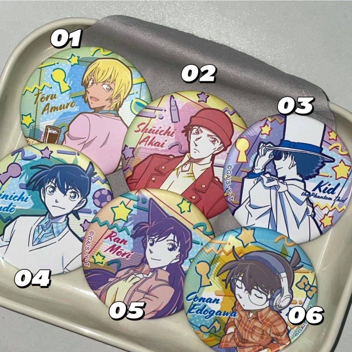 柯南80年代吧唧动漫周边基德灰原哀安室透彩色原画风马口铁徽章