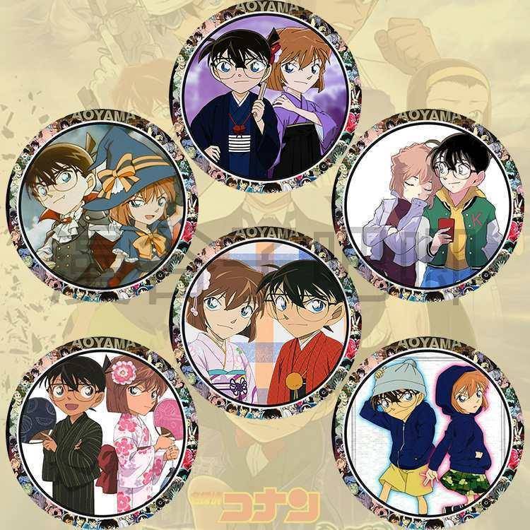 名侦探柯南周边吧唧胸章新一灰原哀CP徽章二次元同人COS挂件胸针