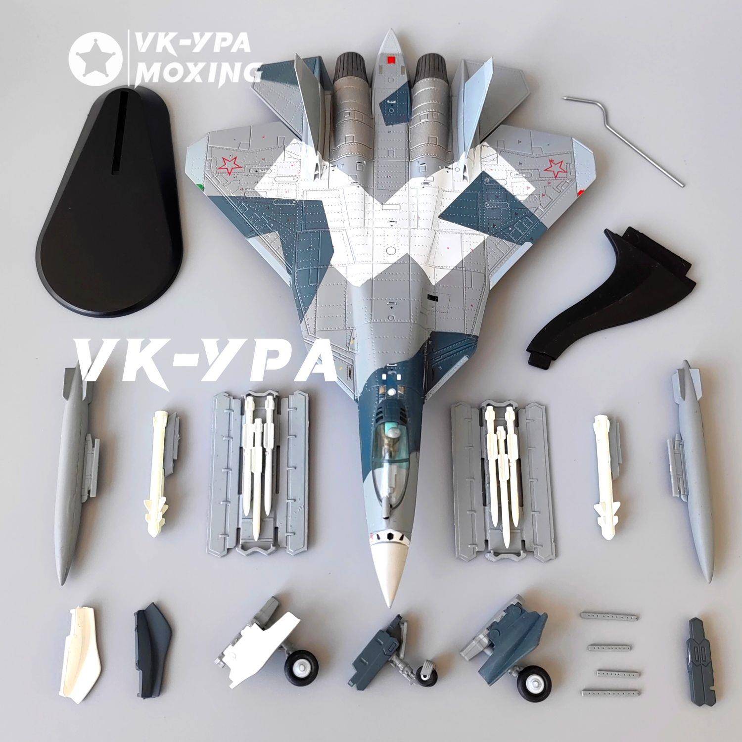 苏57飞机模型1:100苏57割裂涂装隐形战斗机俄罗斯飞机SU57VK模型