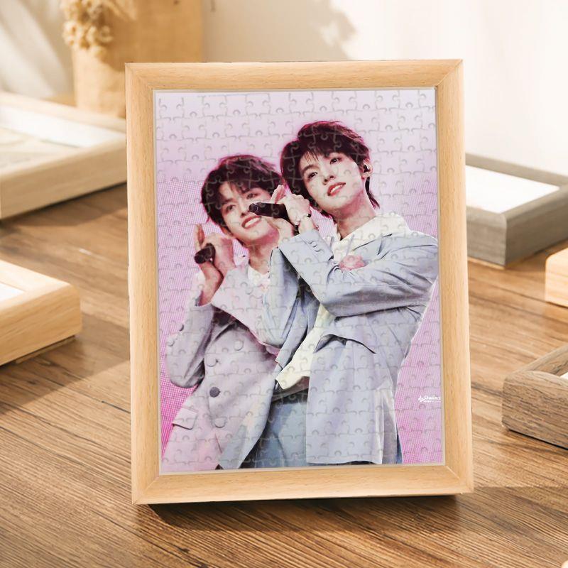 极禹木质拼图带相框tf家族三代张极张泽禹周边送学生闺蜜diy礼物
