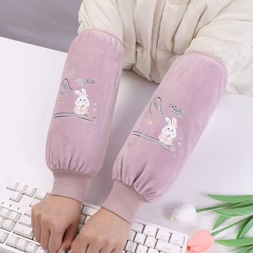 毛绒长款袖套女秋冬可爱成人工作防脏套袖办公室羽绒服防污护袖头