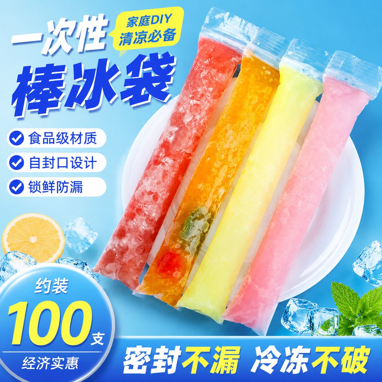 一次性自制雪糕冰条自封制冰袋