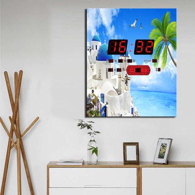 电箱遮挡画万年历钟表配电表箱闸盒总开关电源风景画装饰画竖版款