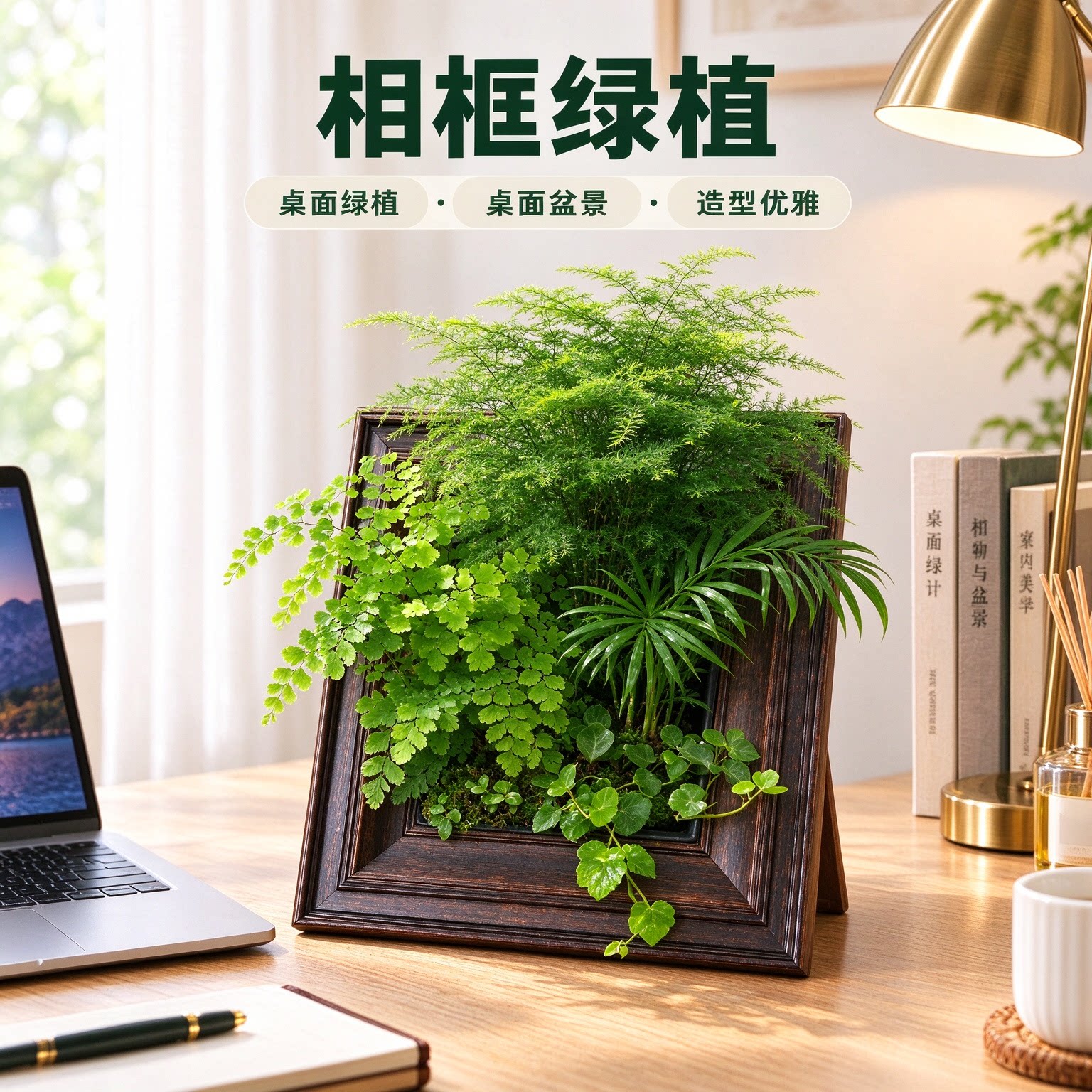 桌面创意相框绿植秋海棠室内四季好养开花植物玄关办公室摆件挂画