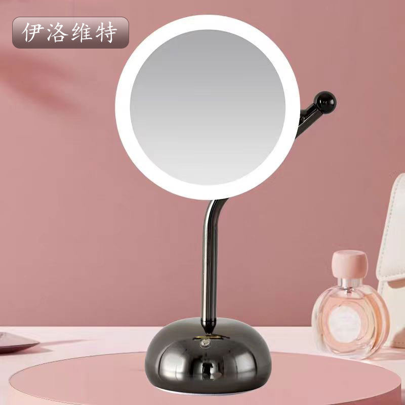台式led灯化妆镜可旋转充电带底座梳妆台镜子便携式补光灯桌面镜