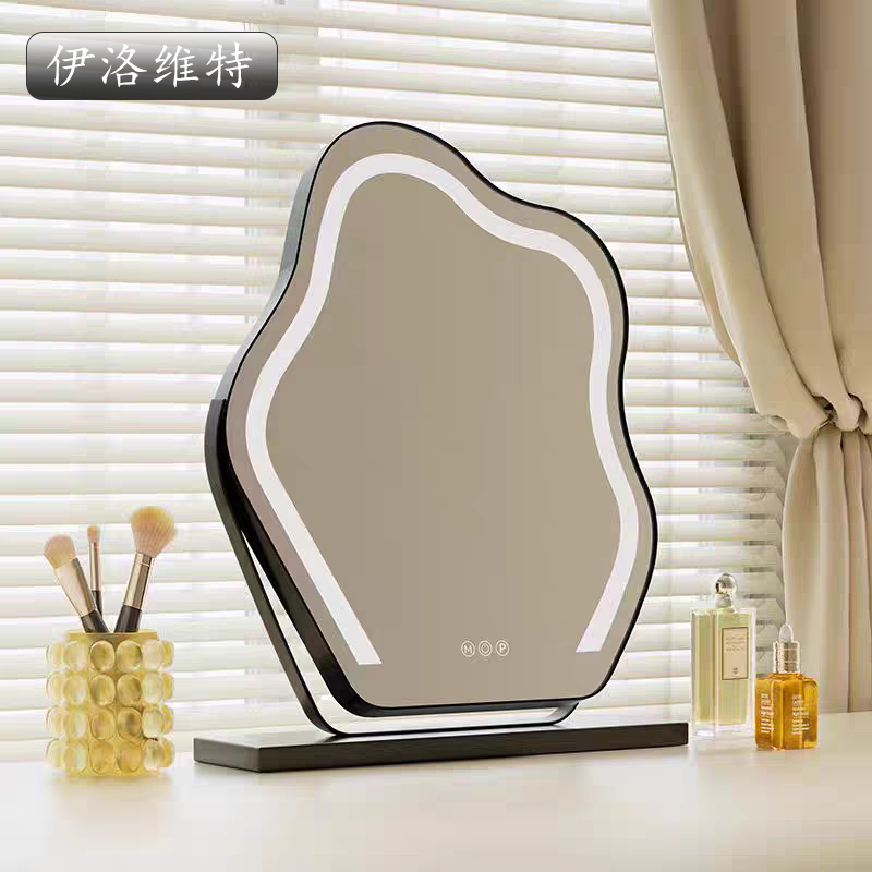 声控云朵台式梳妆台带灯化妆镜子