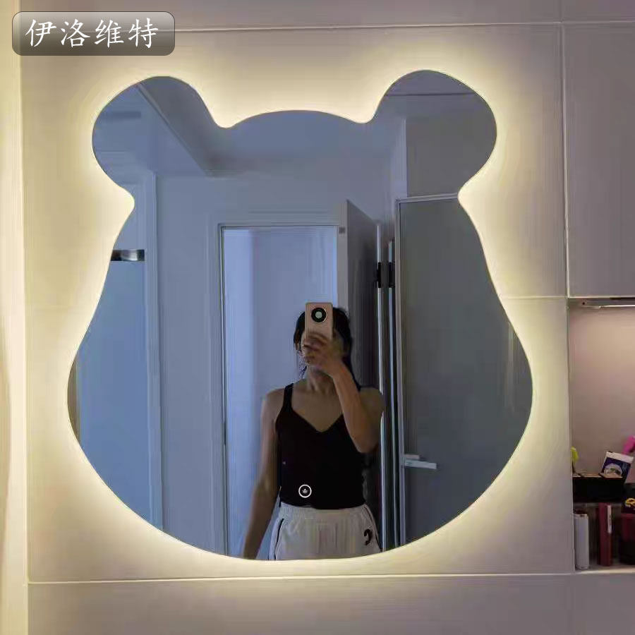 超白玻无铜镜维尼小熊儿童少女洗手台触控带灯Led化妆梳妆台镜子