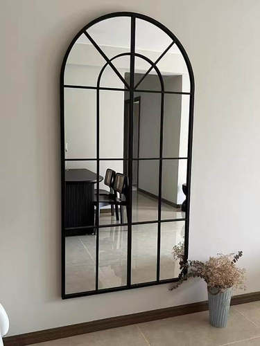 铁覆古全身镜家居几何弧形镜面入口壁挂室内家居高端拱形大镜子