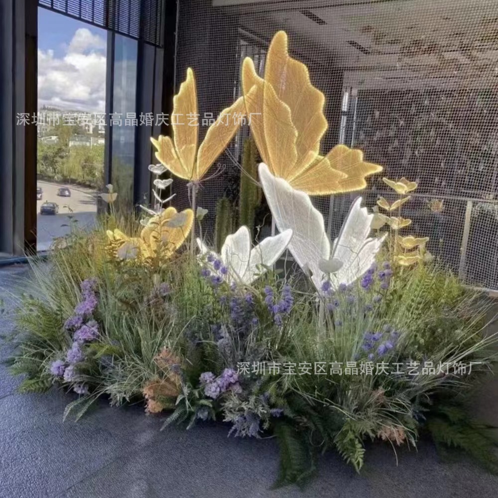 婚庆道具布置发光蝴蝶翅膀舞台装饰吊顶挂件婚礼路引场景布置摆件